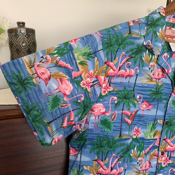 RJC Hawaiian Shirt Pink Flamingo Orchid Short-Sleeve Button-Down, Size 2XL - Picture 4 of 16